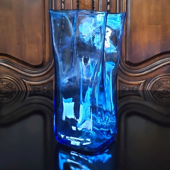 BLENKO Other - 1980s Blenko 10 1/4" Azure Blue 💙 Paper Bag Vase